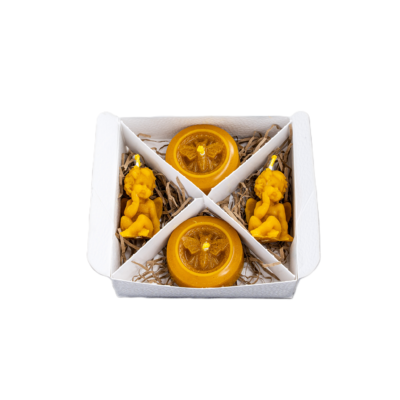 Bičių vaško angeliukų formos žvakių rinkinys