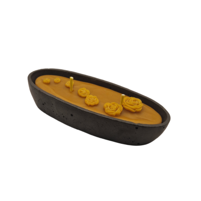 Bičių vaško žvakė „Navis” betoniniame indelyje