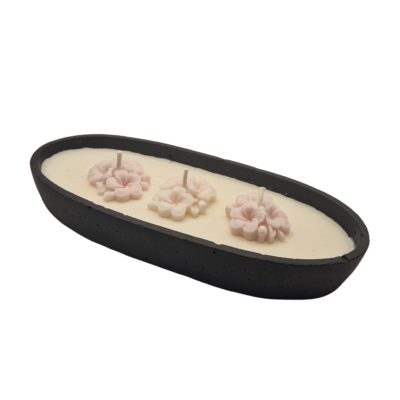 Sojų vaško žvakė „Cinitas” betoniname indelyje su dovanų dėžute