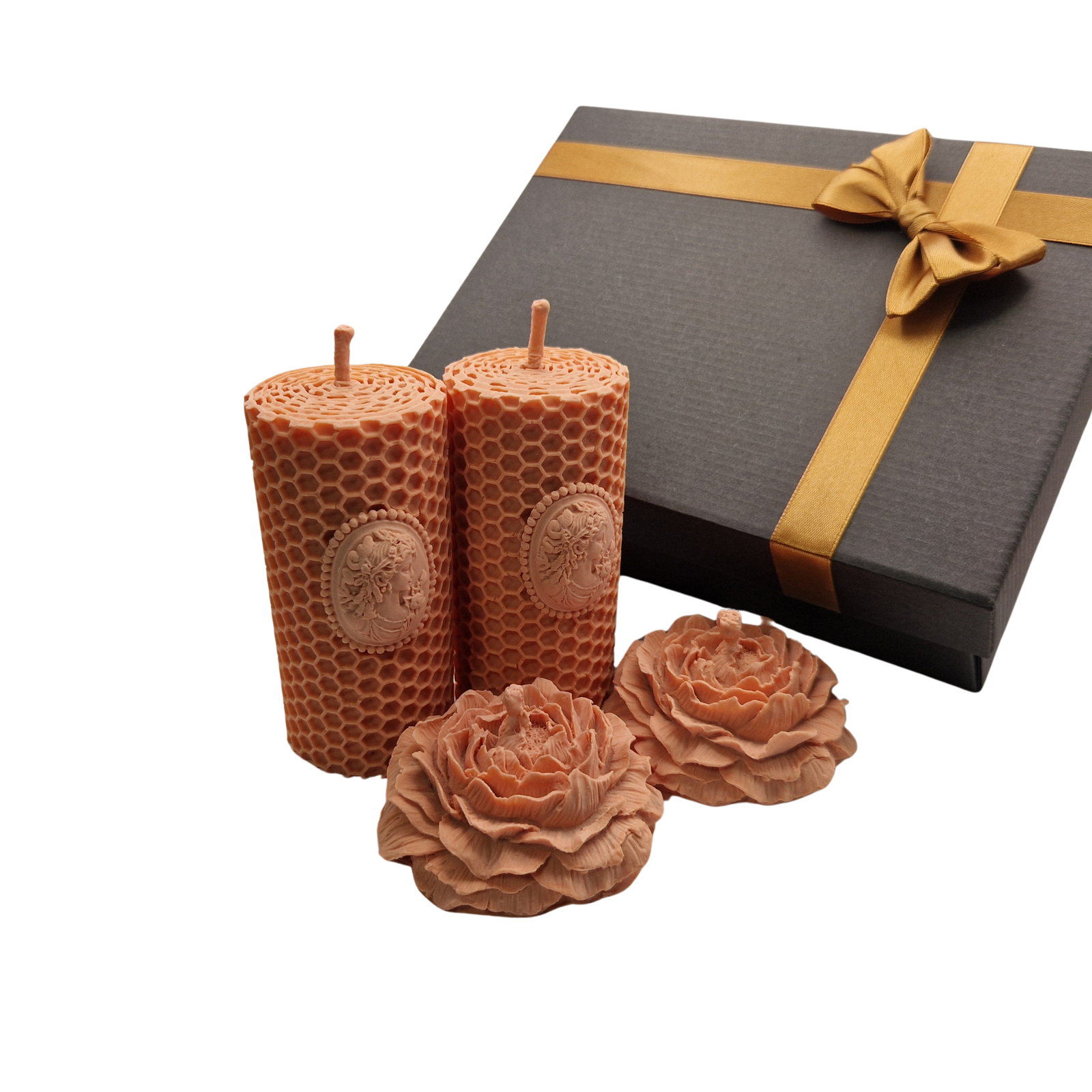 Rožinis bičių vaško žvakių dovanų rinkinys - Image 3