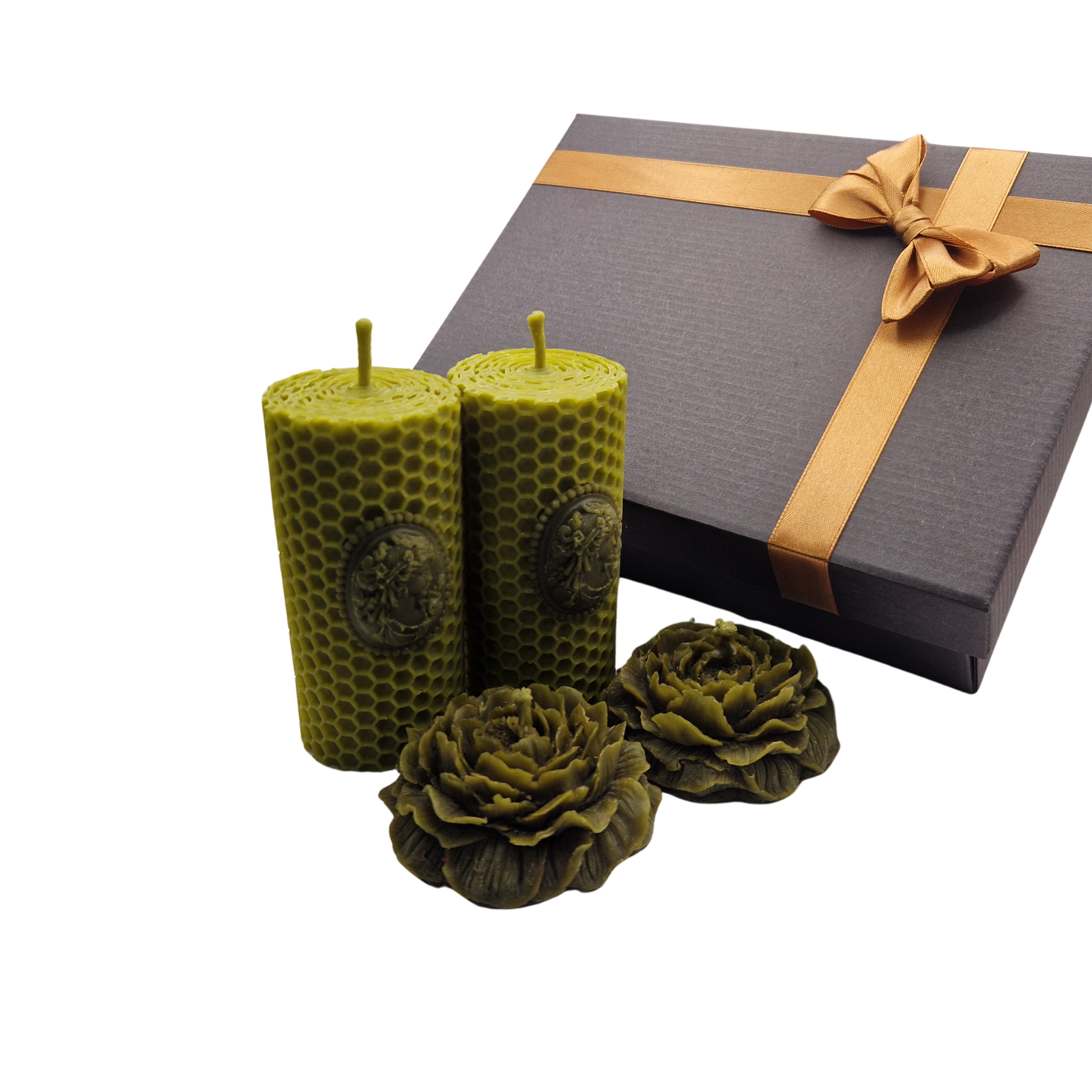 Dviejų spalvų bičių vaško žvakių dovanų rinkinys - Image 3