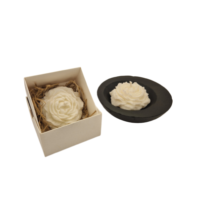 Sojų vaško gėlės formos žvakė – Vanilė ir pačiulis